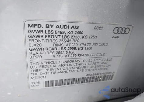 2022 Audi Q5 Premium Plus 45 Tfsi S Line Quattro S Tronic z USA, uszkodzony, nr VIN WA1EAAFY7N2002131